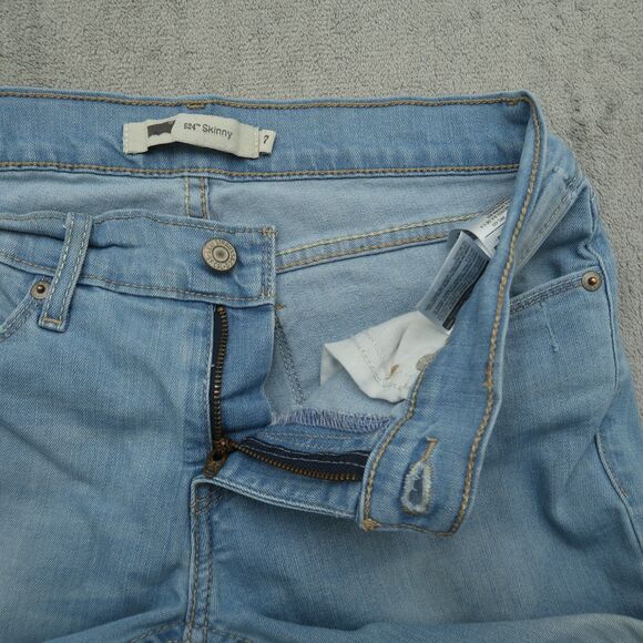 Levi's 524 Jeans Junior's Size 7 Blue Low-Rise Skinny Denim 31" Inseam Stretch - Picture 2 of 16